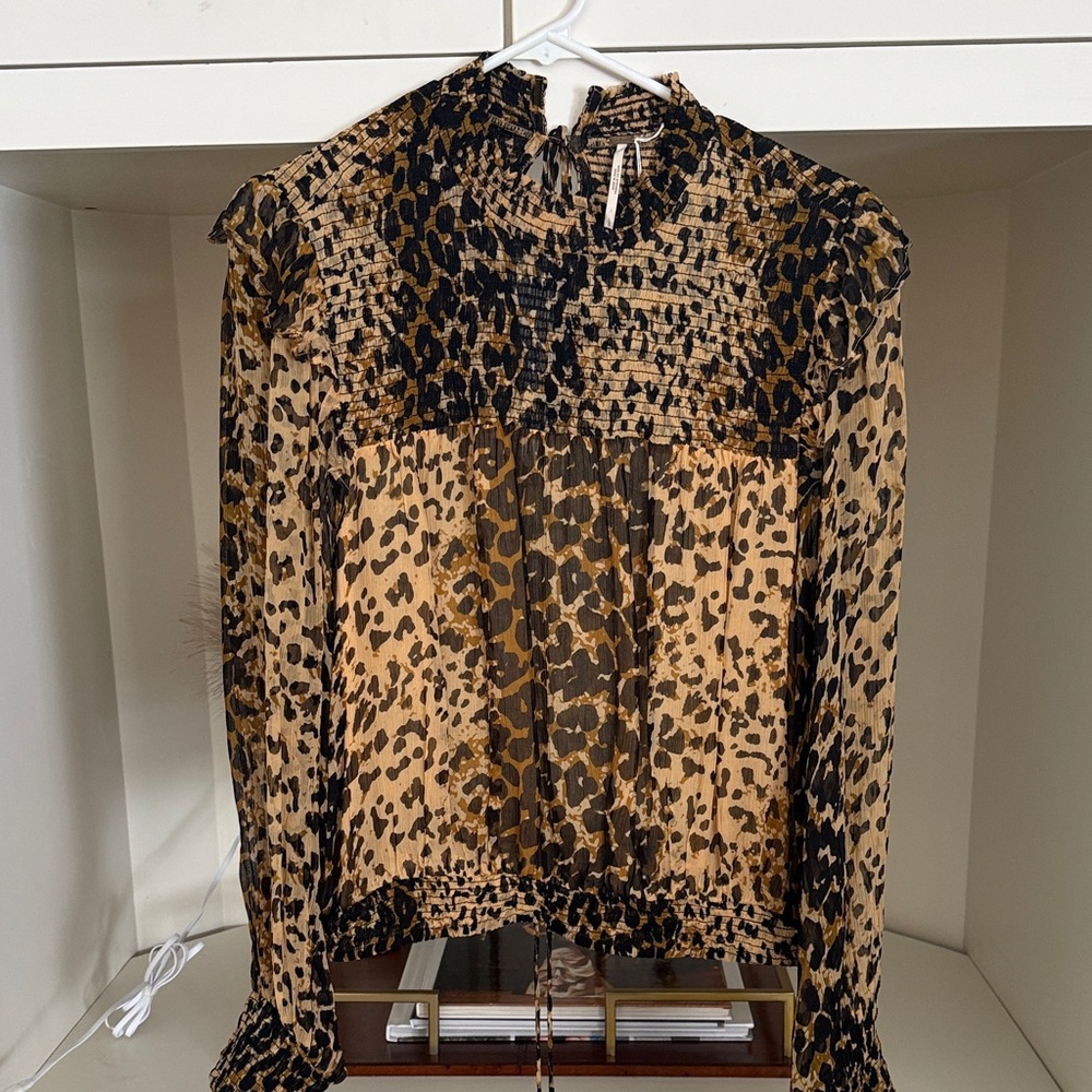 Leopard Print Sheer Blouse - Free People
